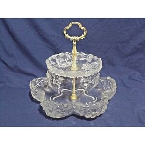 Mikasa Walther Crystal 2 Tier Server "Carmen" Pattern 2003 Retired 10.5" Round